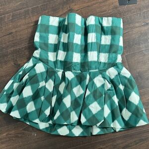 Tuckernuck Green and White Checkered Mini Skirt